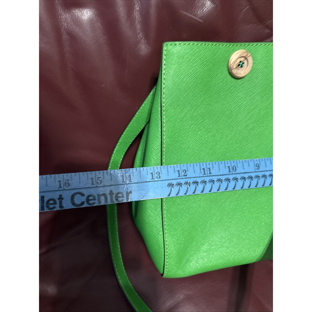 Michael Kors Bright Green Large Shoulder Crossbody Tote Bag w/ Brown Buttons‎ - Picture 10 of 10